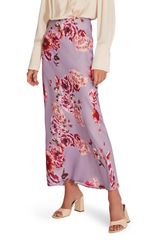 Favorite Daughter The Gwen Floral Satin Skirt in Lilac Multi Floral