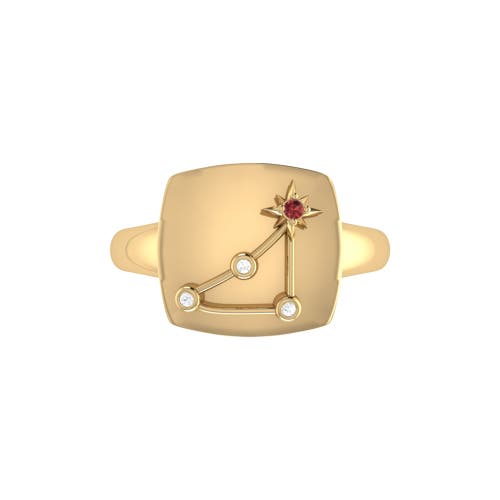 Shop Luvmyjewelry Capricorn Garnet & Diamond Signet Ring In 14kt Gold Vermeil On Sterling