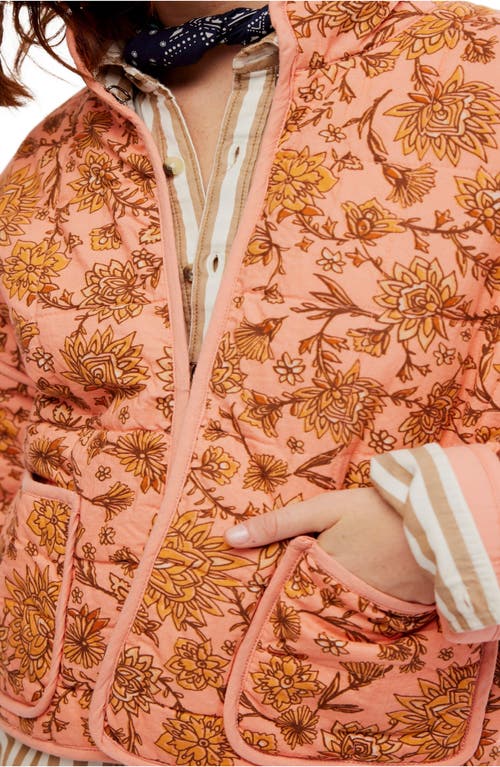 Shop Free People Chloe Floral Print Jacket In Peach Combo