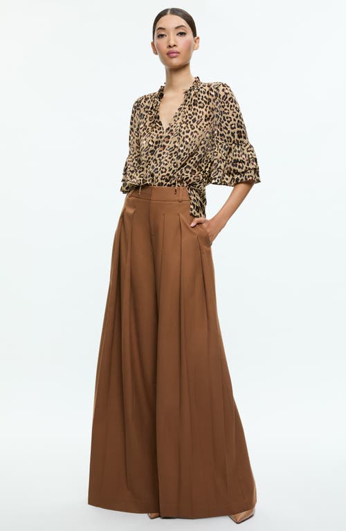 Shop Alice And Olivia Alice + Olivia Willa Leopard Print Tiered Sleeve Top In Leopard Love