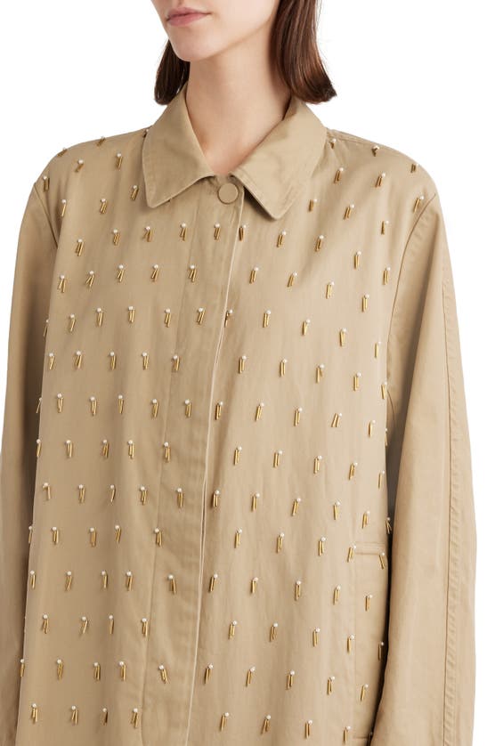 Shop Dries Van Noten Rolendo Embellished Cotton & Linen Coat In Hay
