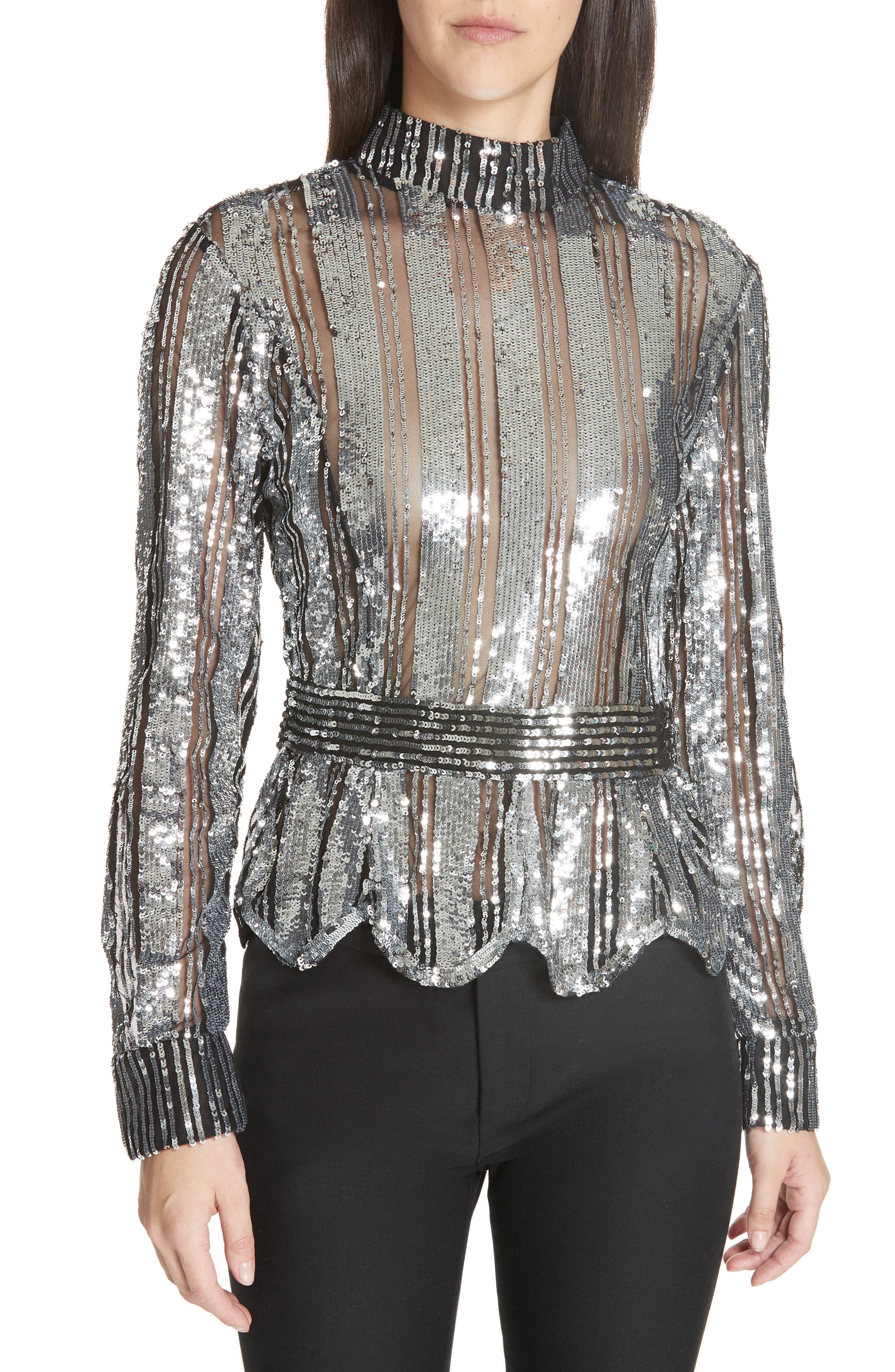 mock neck sequin top