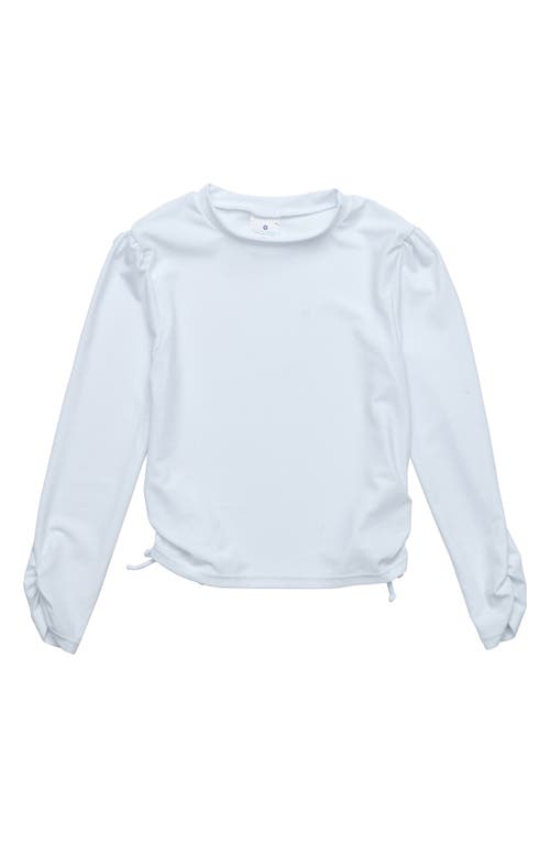 Snapper Rock Kids' Ruched Long Sleeve Rashguard Top in White at Nordstrom, Size 3T