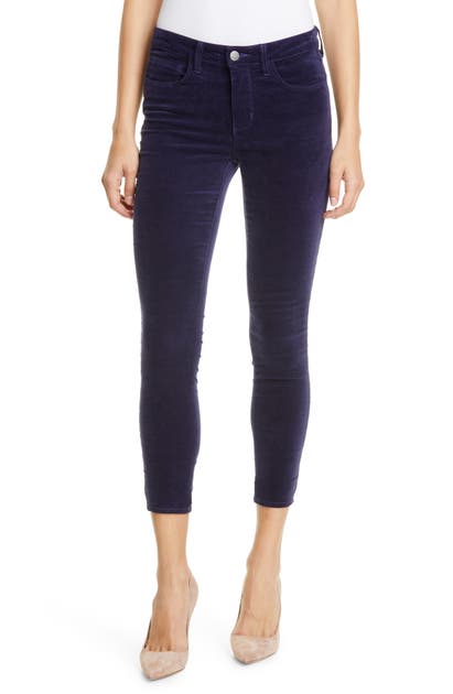 L Agence Margot Velvet Crop Skinny Jeans In Stargazer
