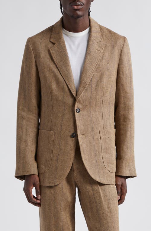 Noah Linen Herringbone Sport Coat In Tan/brown Herringbone