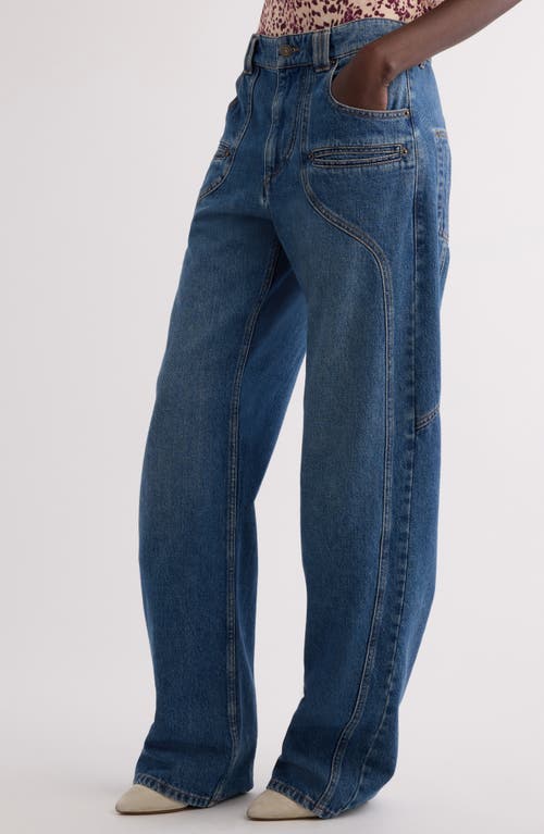 Isabel Marant Jean Beryl Denim Camal Straight Pants In Blue