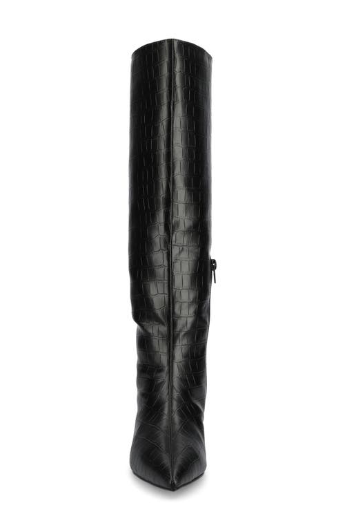 Journee Collection Tullip Kitten Heel Boot In Croco/black
