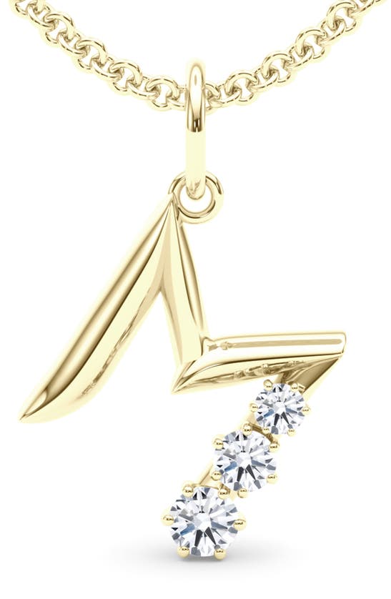 Hautecarat Graduated Lab-created Diamond Initial Letter Pendant Necklace In M - 18k Yellow Gold