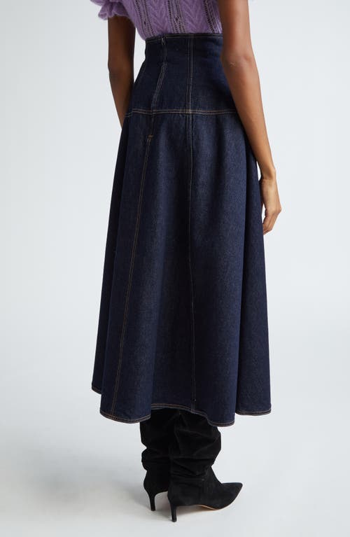 Shop Ulla Johnson The Estelle Lace-up Denim Midi Skirt In Tigris