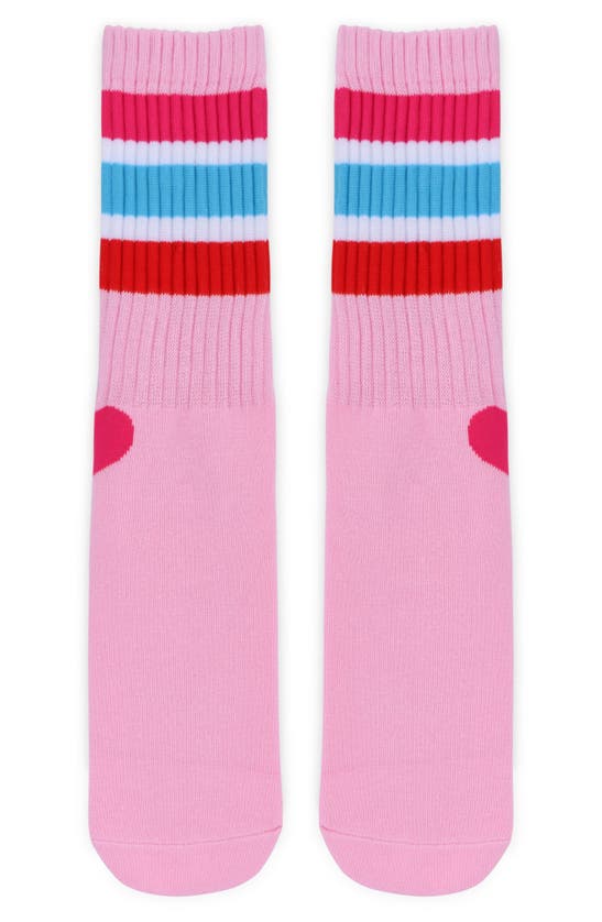 Shop Iscream Kids' Stripe Crew Socks In Pink Multi