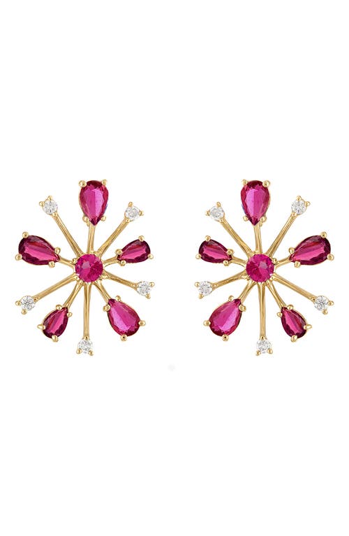 Shop Eden Presley Small Pop Rock Stud Earrings In Gold/ruby