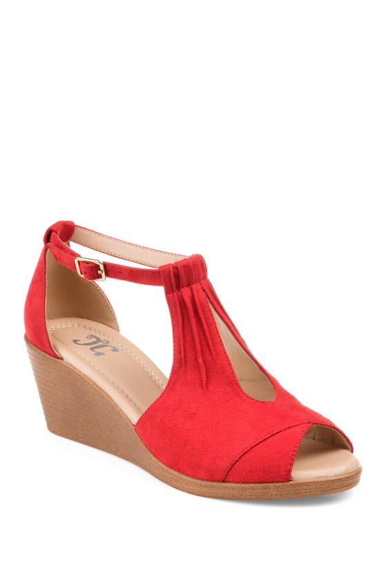 Journee Collection Journee Kedzie Wedge Sandal In Red