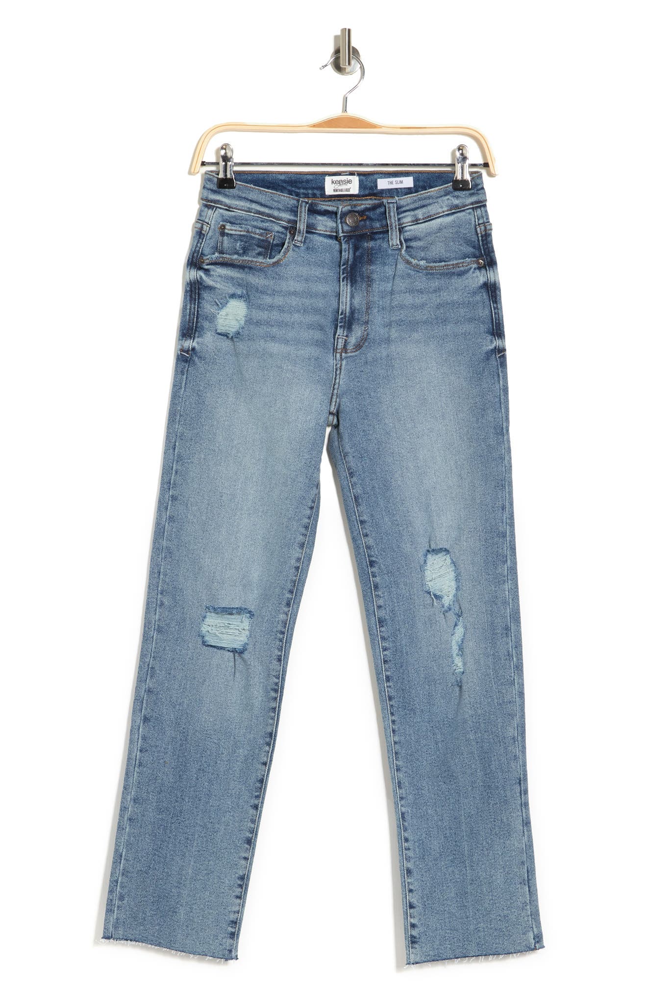 kensie High Waist Slim Straight Leg 