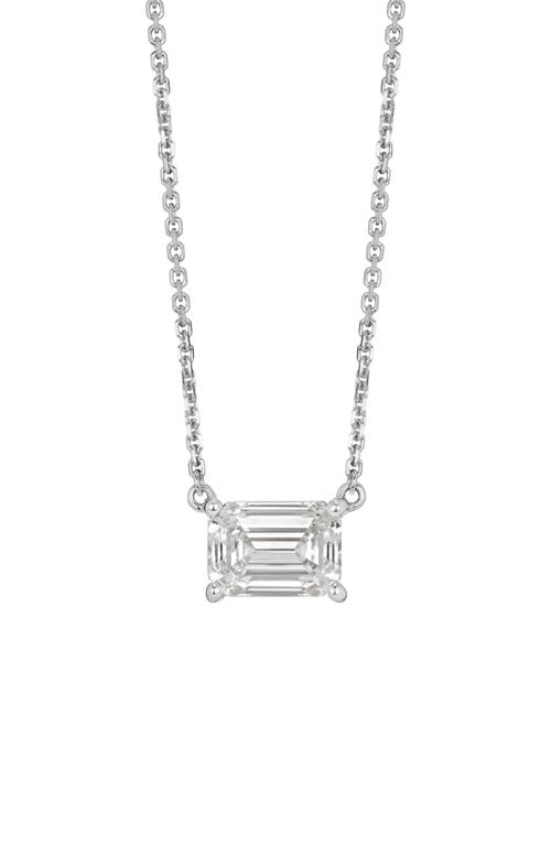 1-Carat Lab Grown Diamond Emerald Cut Pendant Necklace in 14K White Gold