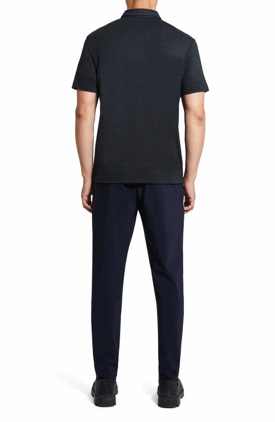 Theory Double Layered Johnny Collar Polo Shirt In Black Multi - A0p