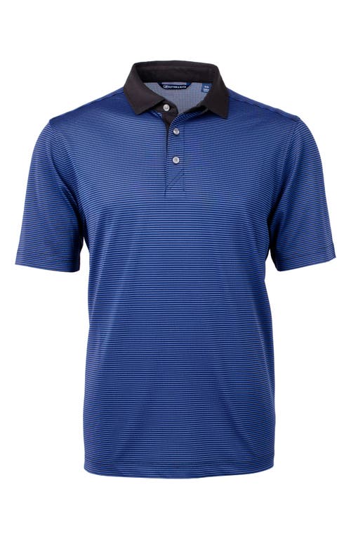 Cutter & Buck Virtue Micro Stripe Polo In Tour Blue/black