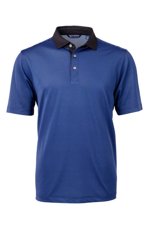 Cutter & Buck Microstripe Performance Recycled Polyester Blend Golf Polo In Tour Blue/black