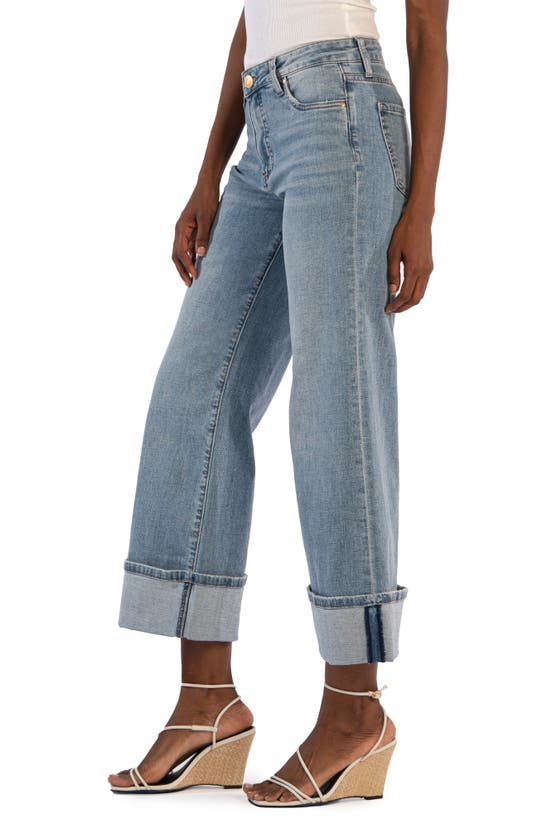 Shop Kut From The Kloth Meg Fab Ab Cuff High Waist Wide Leg Jeans In Charming