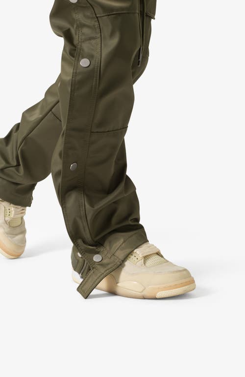 Shop Mnml Side Snap Nylon Cargo Pants In Olive