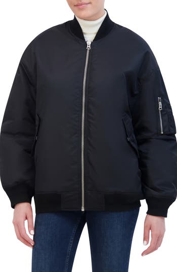 Hudson Jeans Oversize Ma-1 Water Repellent Bomber Jacket In Black