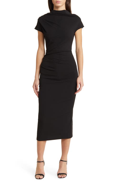 Marilyn Ruched Knit Dress in Black