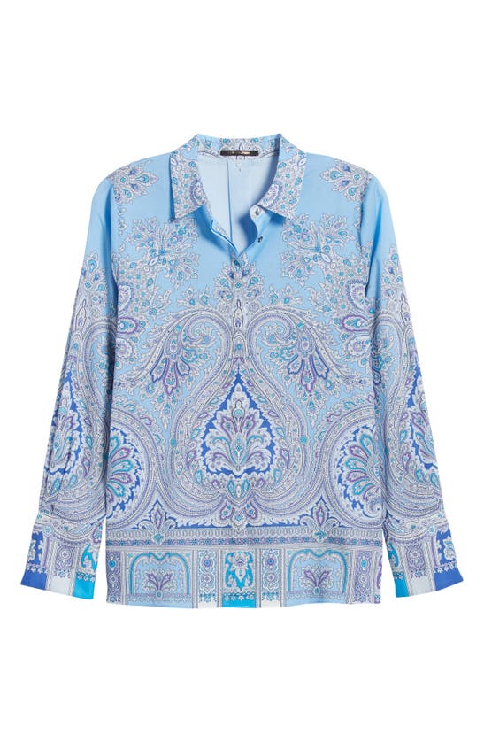 Shop Kobi Halperin Hunter Paisley Cotton Popover Shirt In Powder Blue Multi