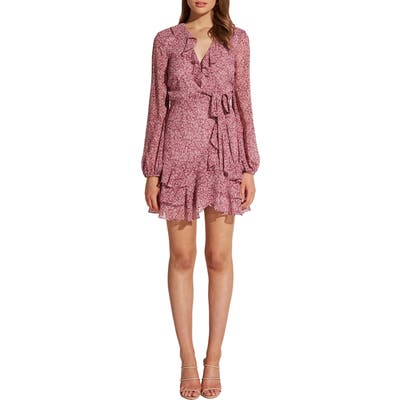 Bardot Ditsy Floral Print Long Sleeve Minidress, Pink