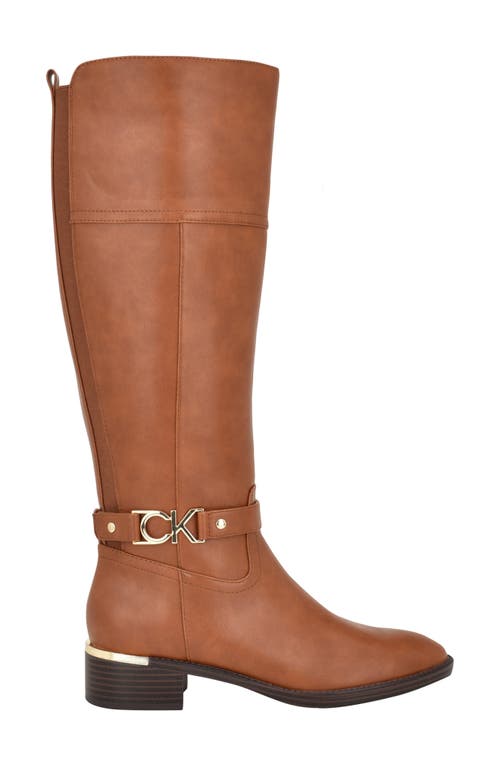 Calvin Klein Women's Daphny Pointy Toe Knee High Block Heel Casual Boots In Luggage