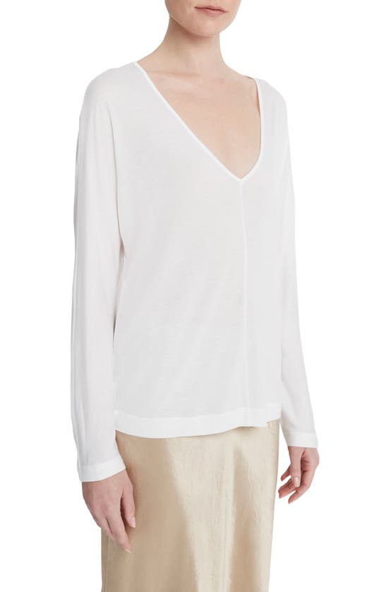 Shop Vince Relaxed V-neck Knit Top In Optic White