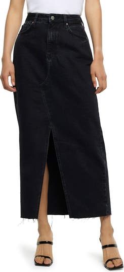 River Island Cotton Nonstretch Denim Maxi Skirt | Nordstrom