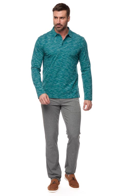 Shop Robert Graham Thales Space Dye Long Sleeve Polo In Dark Teal