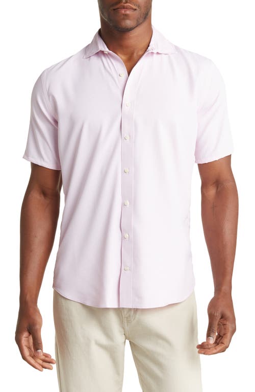 Alton Lane Parker Performance Stretch Short Sleeve Button-Up Shirt in Light Pink Gingham