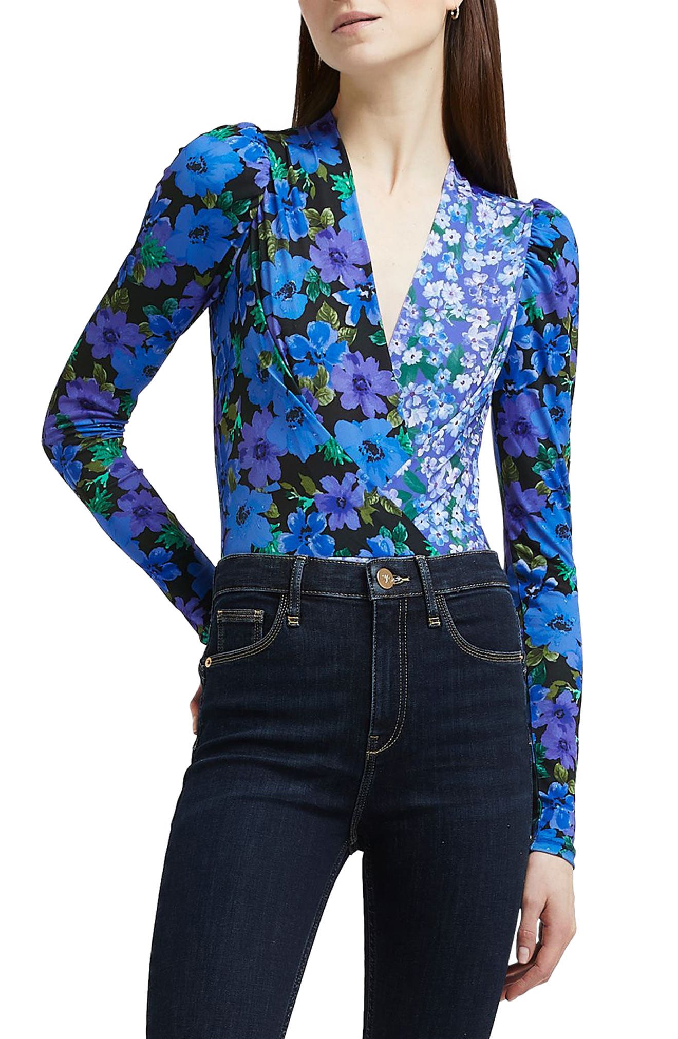 floral long sleeve body suit