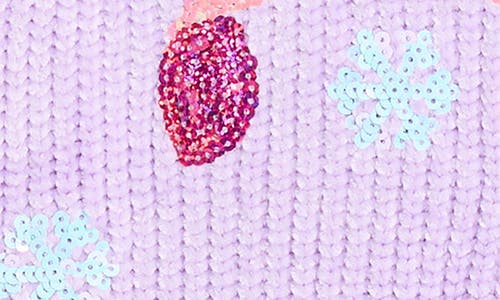 Margaux And Lexi Kids' Sequin Snowflake Chenille Sweater In Purple Holiday Combo