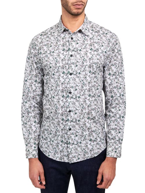 Brooklyn Brigade Floral Recycled 4-Way Stretch Performance Long Sleeve Shirt in Green 