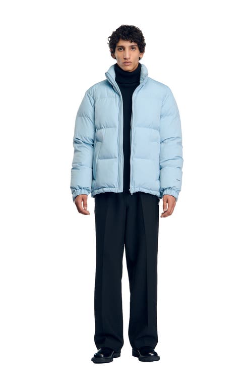 Shop Sandro Oversized Puffer Jacket In Sky Blue