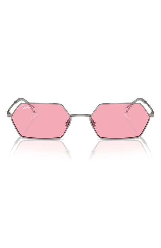 Ray Ban Yevi Bio-based Sunglasses Gunmetal Frame Pink Lenses 55-18 In Pink