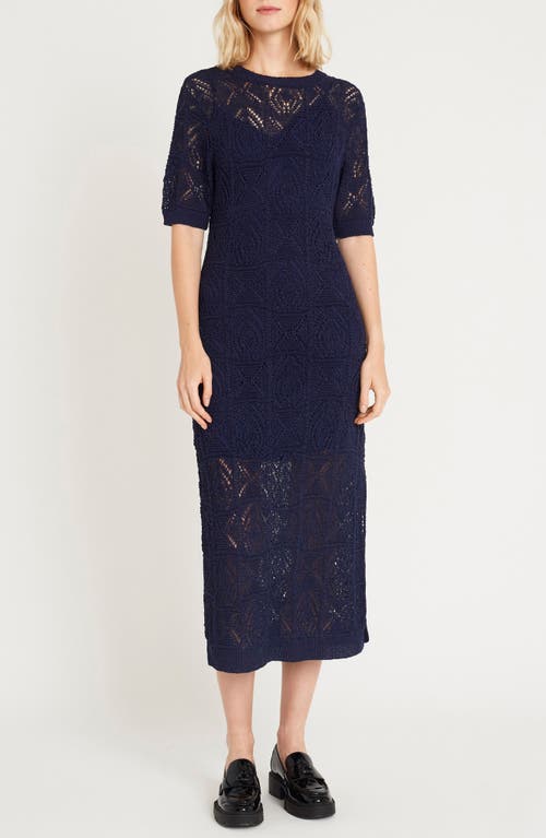 Luxely Ash Pointelle Stitch Sweater Dress Evening Blue at Nordstrom,