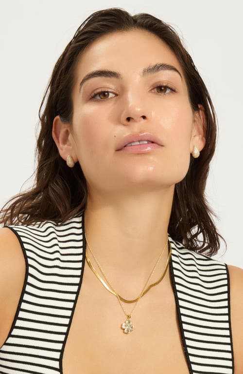 Adornia 14k Gold Plated Adjustable Clear Crystal Heart Clover Necklace In Gold