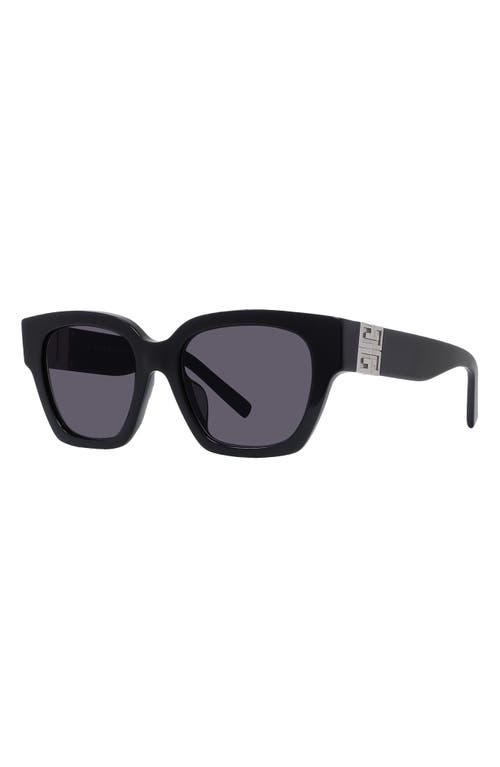 Shop Givenchy 4g 53mm Square Sunglasses In Shiny Black/smoke