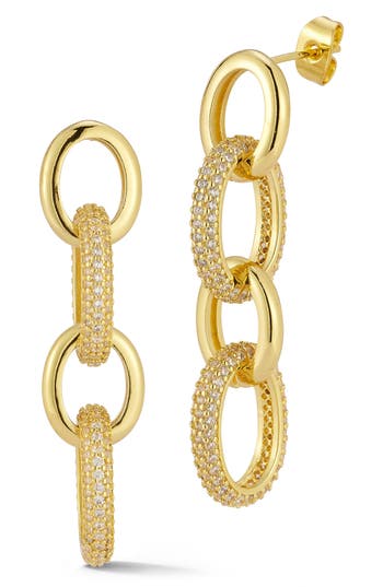 Chloe & Madison Chloe And Madison Cubic Zirconia Link Drop Earrings In Gold