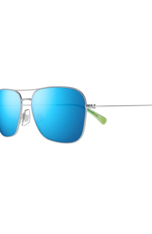Maui Jim Naauao 58mm Polarizedplus2® Aviator Sunglasses In Silver/blue Hawaii