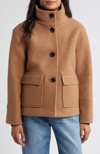 Sam Edelman Stand Collar Pressed Bouclé Jacket | Nordstrom