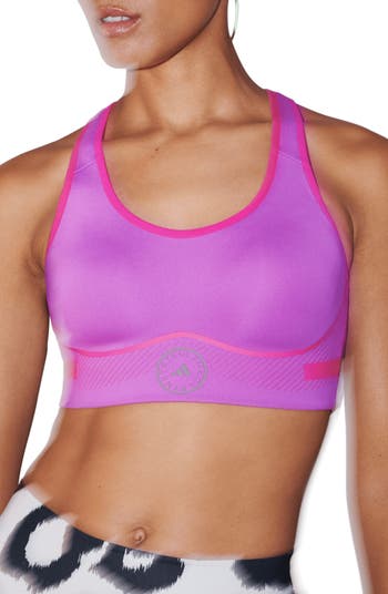 ADIDAS BY STELLA MCCARTNEY TruePurpose mesh-trimmed printed stretch  recycled sports bra