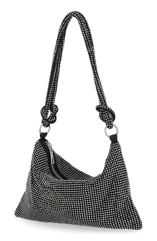Shop Jessica Mcclintock Dolly Crystal Mesh Shoulder Bag In Black/black