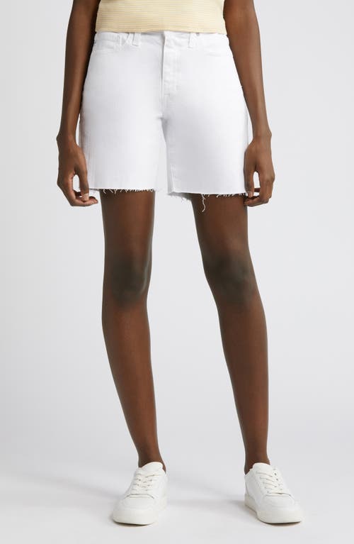 AG Ex-Boyfriend Raw Hem Mid Length Denim Shorts White at Nordstrom,