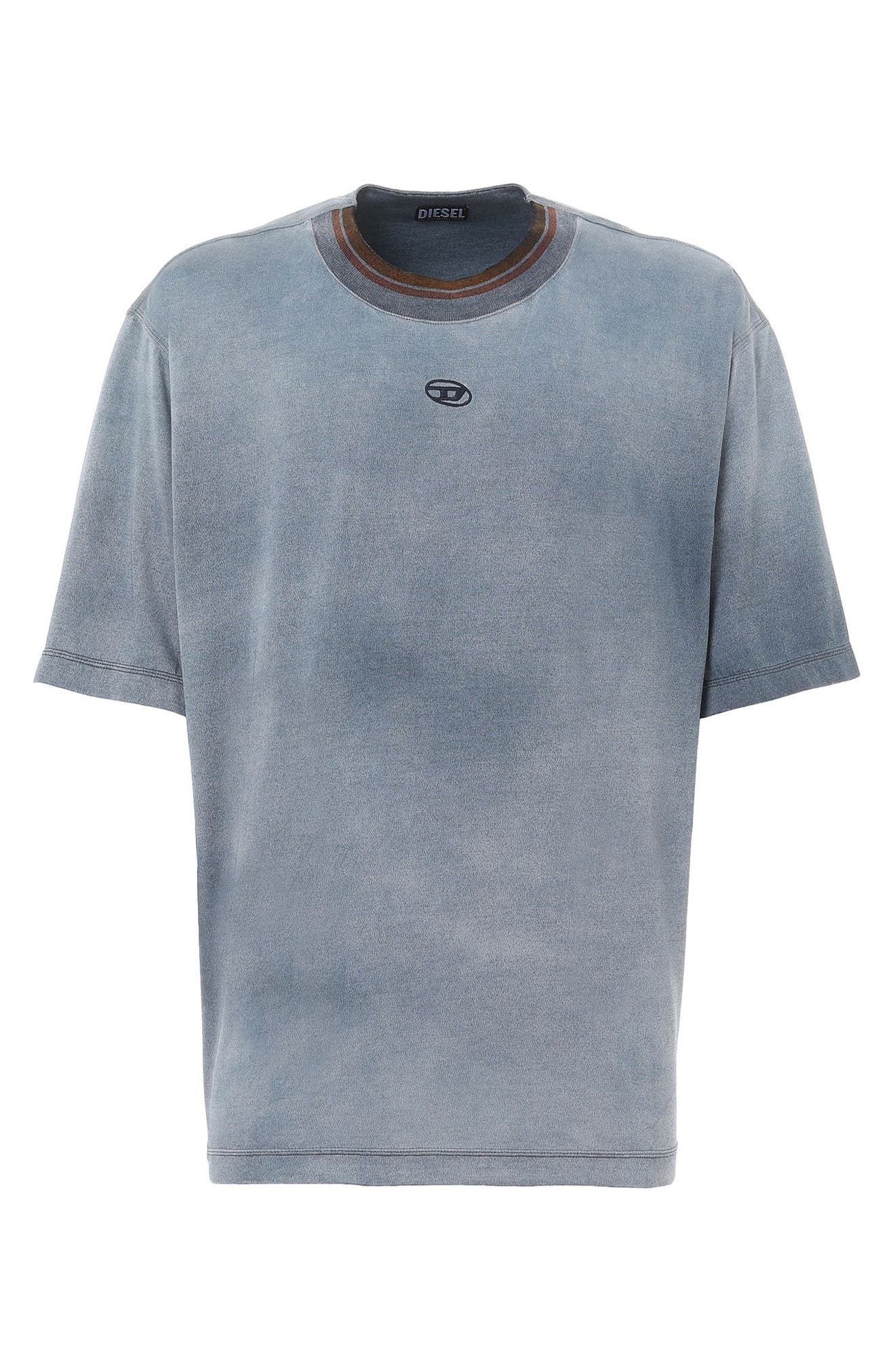 DIESEL(R) Men's Volkover Crewneck Cotton Blend T-Shirt in Indigo/Blu