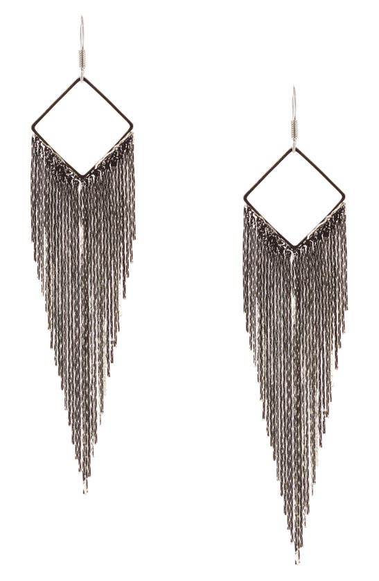Shop Olivia Welles Chain Fringe Drop Earrings In Silver