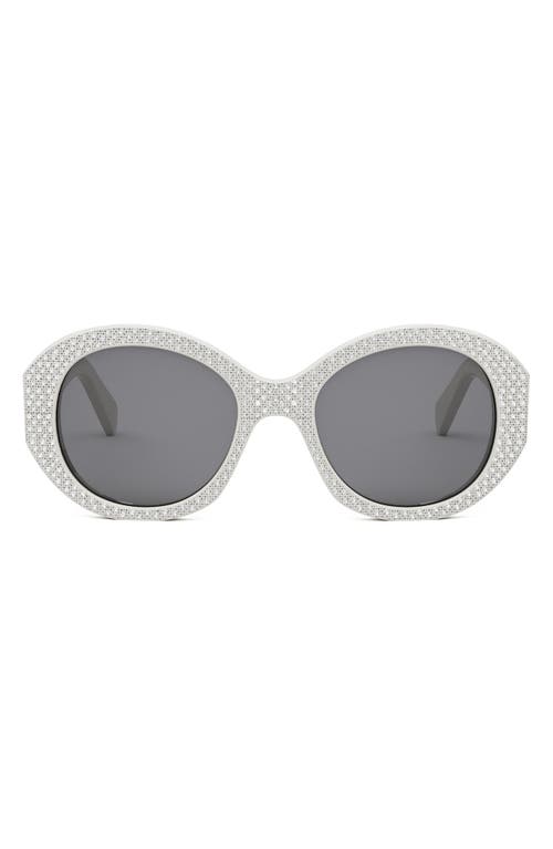 CELINE Strass 53mm Round Sunglasses in Ivory /Smoke at Nordstrom