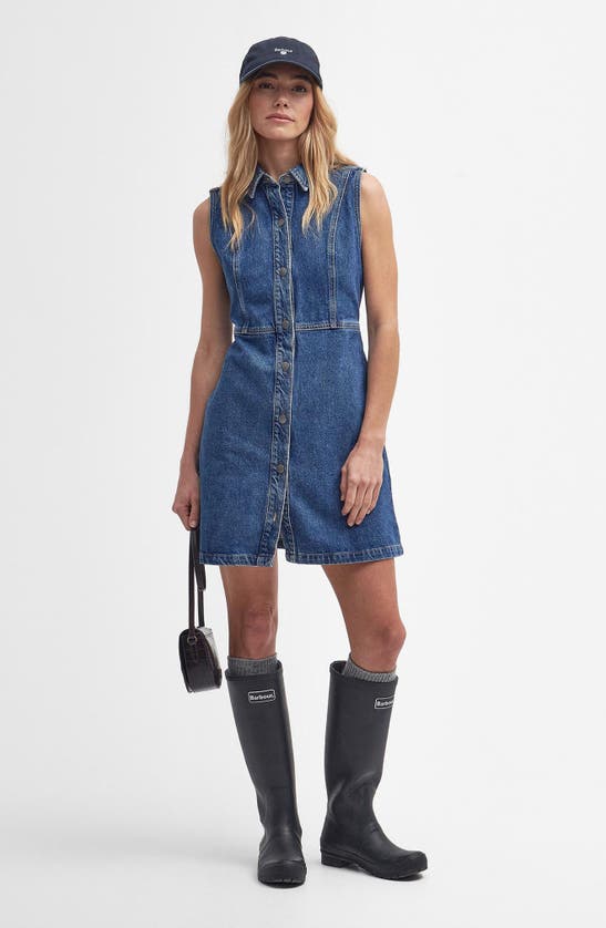 Shop Barbour Molly Sleeveless Denim Dress In Authentic